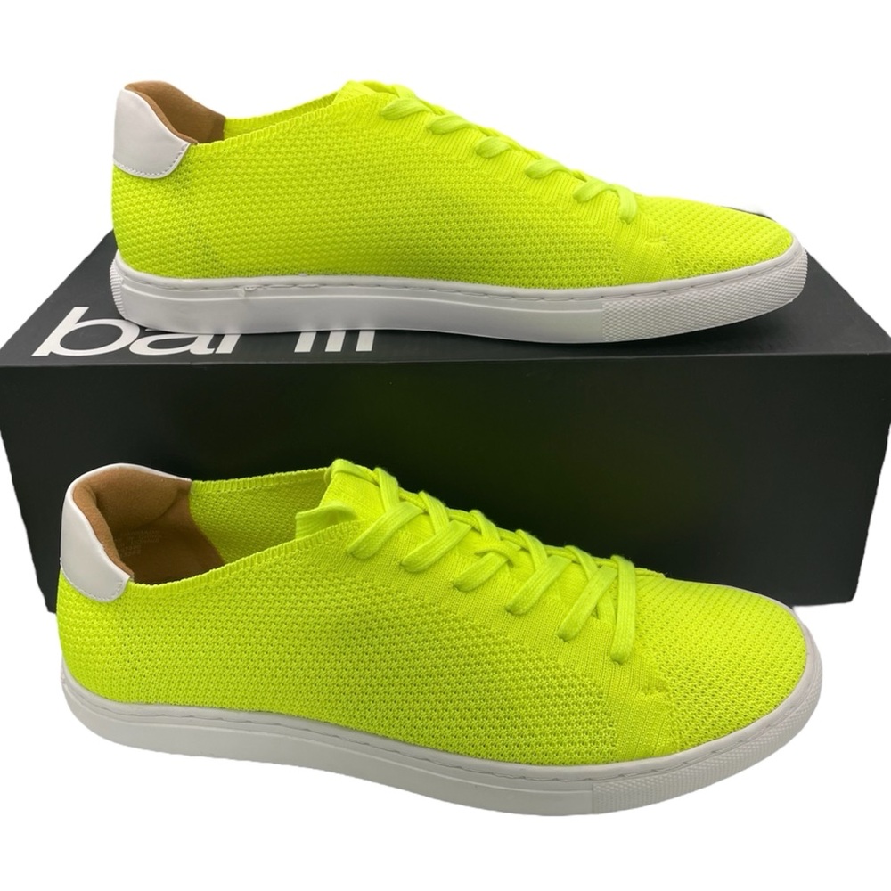Bar III men’s Donnie knit lace-up yellow lightweight sneakers Size 9M